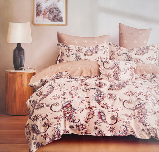Lenjerie pat din 6 piese cu motiv elegant bej
