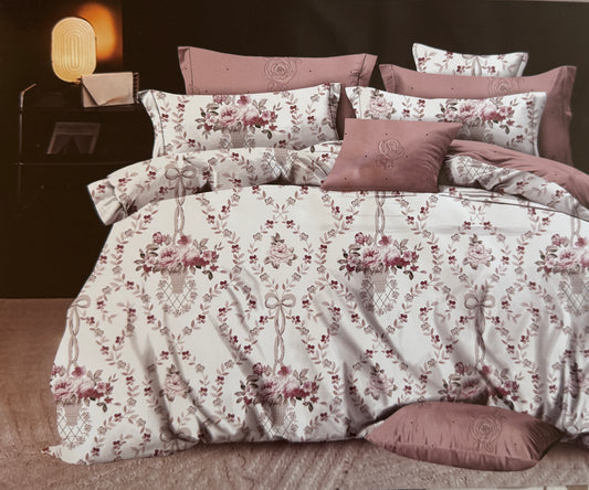 Lenjerie pat din 6 piese cu model floral
